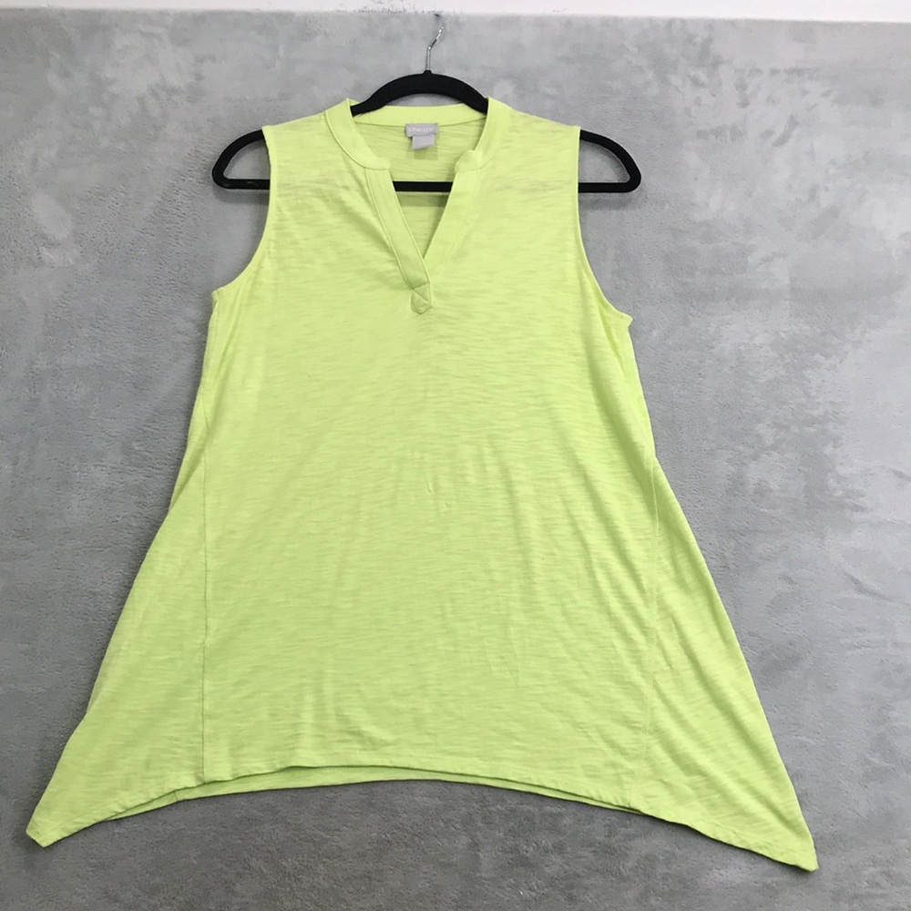 Chico's Neon Orange & Lime Sleeveless Asymmetrical Tunics - Picture 2 of 11